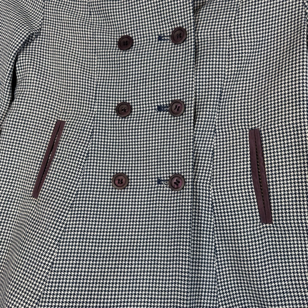 Kids Vintage Holt Renfrew Houndstooth Burgundy Collar Academia Coat 6 - Picture 6 of 16